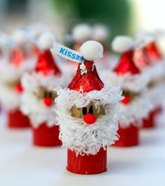 a group of small santa hats sitting on top of each other