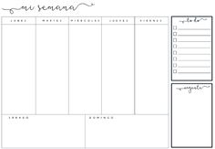 the printable planner is shown in black and white