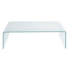 a clear glass coffee table on a white background