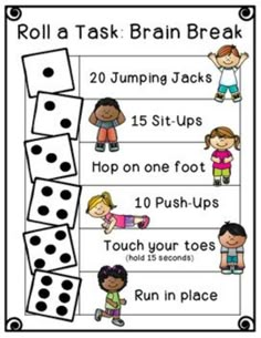 roll a task brain break for students to practice their numbers and counting them on the number line