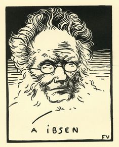 an old man with curly hair and glasses is featured in this black and white drawing