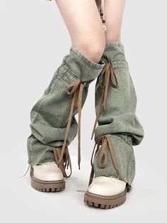 The price is for a pair of leg sleeves only, others are not included. Fabric:DenimSocks Details:Self-tie Straps Garment Size Size Free Size Full Length 55 Cuff 44 Greyish Green, Leg Sleeves, Denim Flares, Fantasy Clothing, Dream Clothes, Art Clothes, No. 2