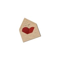 an envelope with a red heart on it