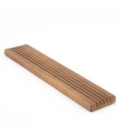 a wooden slatted board on a white background