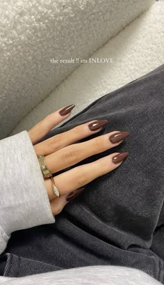 November Brown Nails, Brown Nails Acrylic Coffin Long, Brown Fall Almond Nails, Brown Biab Nails, Nail 2024 Autumn, Espresso Brown Nails, Golden Brown Nails, Winter Dark Nails, Long Brown Acrylic Nails