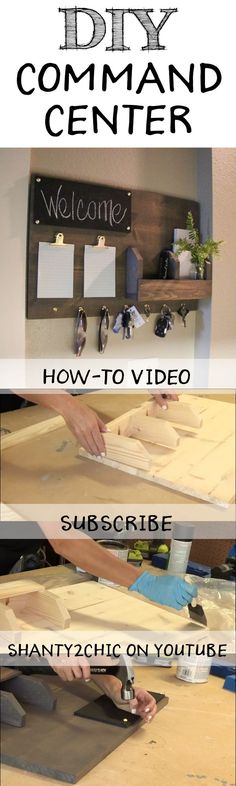 the instructions for how to make a diy command center with pictures and text on it