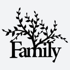 a family tree with leaves and the word'family'in black on a white background