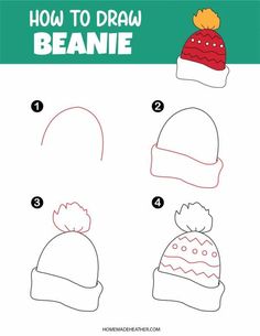 how to draw beanie hats for kids