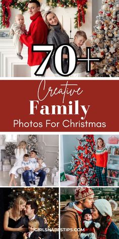 christmas family photos with text overlay that reads, 70 creative family photos for christmas