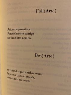 an open book with the words best arte written in spanish on it's page