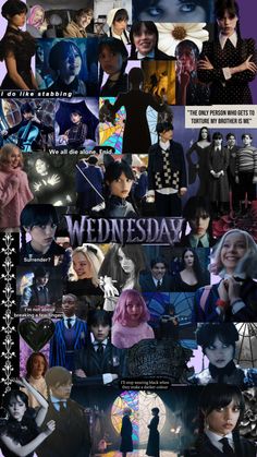 a collage of photos with the words wednesday written on them and images of people