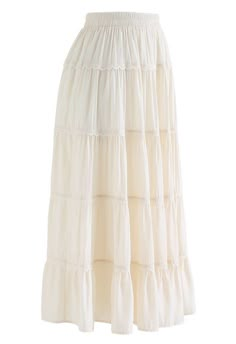 Flowy Skirt Outfit, Pretty Skirts, 자수 디자인, White Skirt, Summer Skirts, Scalloped Lace, Flowy Skirt, Amelie, Looks Vintage