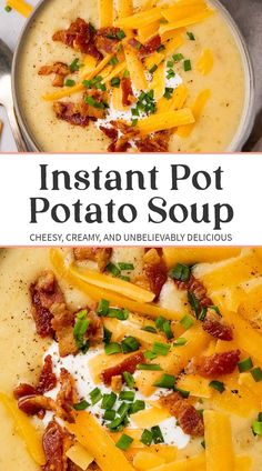 instant pot potato soup with cheese, cream and unbelevablely delicious ingredients