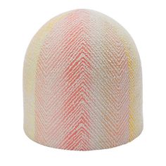 a white and pink hat with an orange stripe