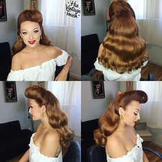 40s Pinup, Hairstyles 1950s, Hairstyles Retro, 1940s Hair, Vintage Hairstyle, Pinup Hair, Drag Make-up