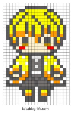 the pixel art is made with squares and pixels to make it look like an anime character