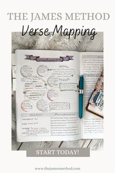 an open notebook with the title, the james method verse maping start today on it