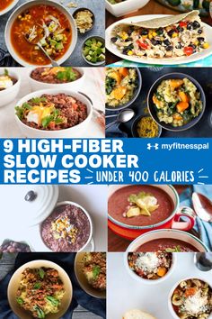 9 high - fiber slow cooker recipes under $ 100 calories, including soups and stews