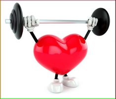 a heart with arms and legs lifting a barbell