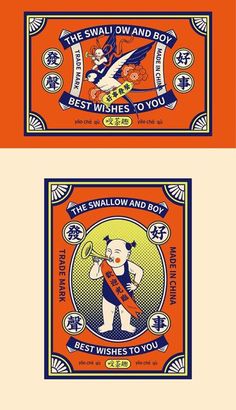 an orange and blue ticket with a cartoon character on it