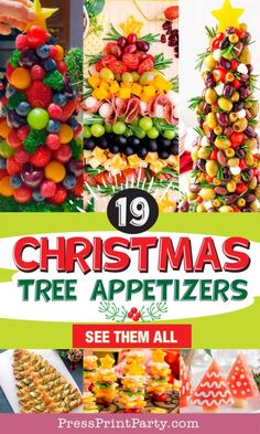 christmas tree appetizers with text overlay that reads 19 christmas tree appetizers see them all