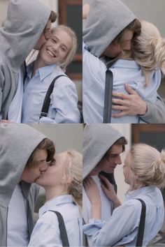 two women are hugging each other while wearing hoods and holding onto one another's shoulders