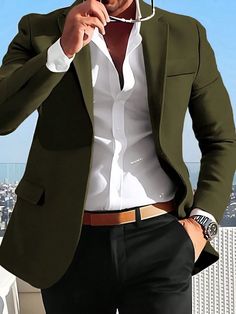 Blazer Men Casual, Men's Boutique, Stylish Mens Suits, Boutique Suits, Dress Suits For Men, Green Suit