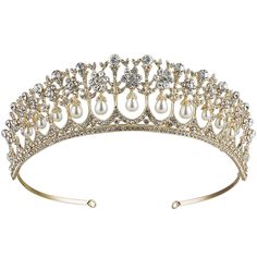 a tiara with pearls and diamonds