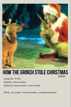 the grinch stole christmas movie poster with an image of a dog and santa clause