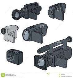 different types of cameras on white background stock photo - image 349874