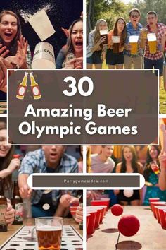 some people are drinking beer and having fun at the same time with their olympic games