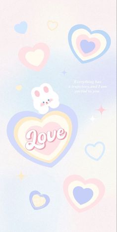 a card with hearts, teddy bears and the word love written in large letters on it