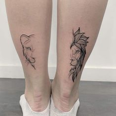 two tattoos on the legs of women