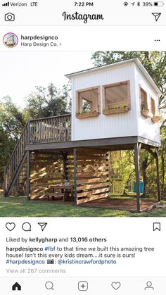 the instagram page shows an image of a house built on stilts