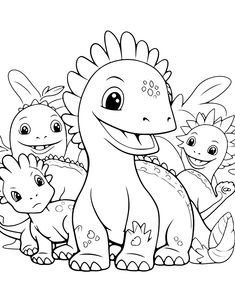 an image of a dinosaur family coloring pages