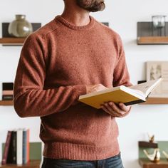 Wool Crewneck - Burnt Sunset Orange Orange Sweater Outfit Men, Mens Fall Sweaters, Mens Sweater Outfits, Ashley Cooper, Warm Fall Outfits, Sweater Outfits Men, Mens Rugged, Men Bodies, Sweater Wrap