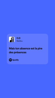 a blue background with the words'mais ton absence est la pure des prences '