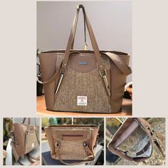 the purse is brown and has multiple compartments for it to be used as a handbag