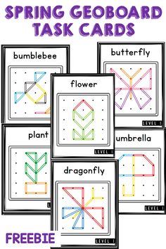 the printable worksheet for spring is shown with four different types of flowers and butterflies