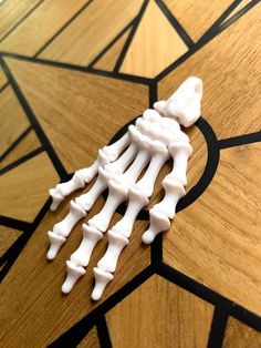 the bones of a skeleton on a wooden floor