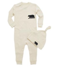 https://Poshinate.com - Sweet little kiddo Black Bear romper with matching knotted hat!  If that weren't Poshinate enough, check out the cute saying on the bum! Bear Decal, Toddler Boy Fashion, Soft Pajamas, Pajama Sets