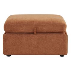 the footstool is made from brown fabric