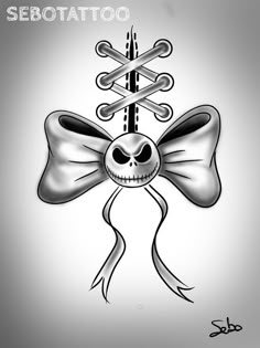 an image of a skull with a bow on it's head and the words sebotatoo