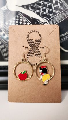 Snow White :) Bedtime Story, Enamel Earrings, Jewelry Earrings Dangle, Snow White, Etsy Earrings, Dangle Drop Earrings, Etsy Accessories, Dangle Earrings, Handmade Items