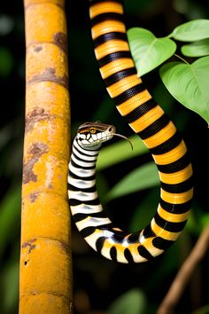 Black yellow snake or cobra animals reptiles in amazon jungle hanging on a tree with a tongue Amazon Jungle Animals, Rainforest Snakes, Rainforest Insects, Black And Yellow Snake, Vbs Jungle, Surface Ornamentation, Textiles Gcse, Amazon Animals