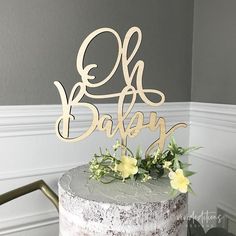 Oh Baby Cake Topper, Baby Shower Art Print - VIVIDEDITIONS Oh Baby Gender Reveal, Oh Baby Cake, Baby Shower Roses, Oh Baby Cake Topper, Baby Cake Topper, Wood And Acrylic, Rose Gold Mirror, Mirror Silver, Baby Shower Cake Topper