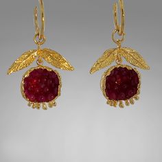 Pomegranates earrings pomegranate jewelry earrings with pomegranate ruby earrings jewish gift sultana Turkish granate handmade gold plated Ancient Jewish Jewelry, Gold And Ruby Jewelry, Turkish Jewelry Ottoman, Pomegranate Jewellery, Pomegranate Ring, Ottoman Aesthetic, Turkish Gold Jewelry, Jewish Earrings, Gold Ruby Earrings