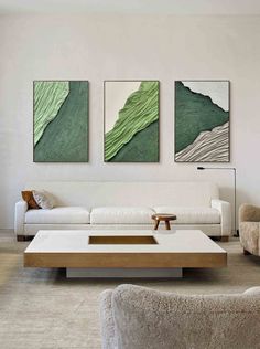 Green Abstract Canvas Art Set of 3 Green Textured Abstract Painting Green Abstract Art on Canvas Painting Set Of 3, Minimalist Artist, Wabi Sabi Wall Art, Ocean Canvas, Free Frames, Plaster Art, Contemporary Abstract Art, Painting Set, Linen Canvas