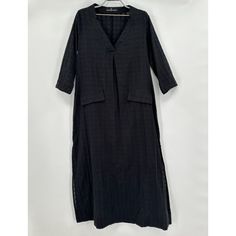 Pomander Place By Tuckernuck Women's Carolina Caftan Color: Black Size: Xs Retail: $98 Condition: New Without Tags V-Neckline Three-Quarter Length Sleeves Windowpane Details Faux Pockets Slits At Hem Maxi Length A-Line Silhouette19" Pit-To-Pit51" Length Chic Black V-neck Kaftan, Casual Black Kurta For Summer, Long Black Daywear Dress, Black Long Daywear Dresses, Casual Black Maxi Kaftan, Black Long Sleeve Kurta For Spring, Long Black Bohemian Kurta, Black V-neck Tunic For Vacation, Casual Black Tunic Kaftan