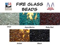 fire glass beads with different colors and sizes